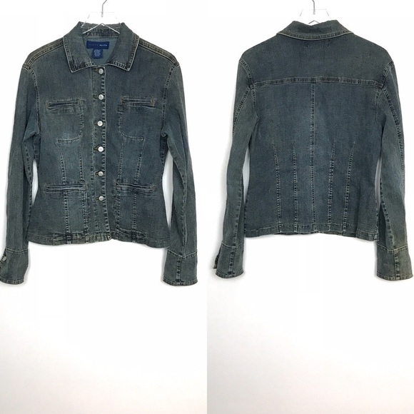 Miste Blue Denim Jacket Button Closure Pockets M - Picture 1 of 8